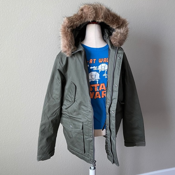 Goodfellow & Co Faux Fur Hood JACKET Olive-green NWT - Picture 5 of 12